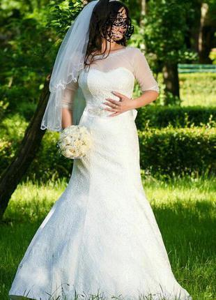 Весільна сукня, розмір 42-44, колір айворі2 фото