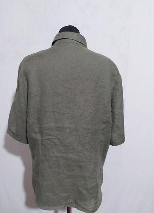 Льняная 100% цвета хаки блуза, рубашка от " tendenza"6 фото
