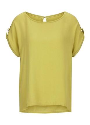 Продам супер яркую лимонную блузу с люрексовыми ободками  на рукавах фирма heine2 фото