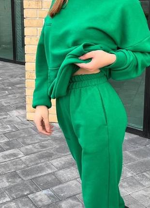 Якісний і стильний зелений спортивний костюм/худі+джогери/трендовый зеленый костюм/худи5 фото
