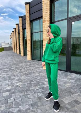 Якісний і стильний зелений спортивний костюм/худі+джогери/трендовый зеленый костюм/худи2 фото