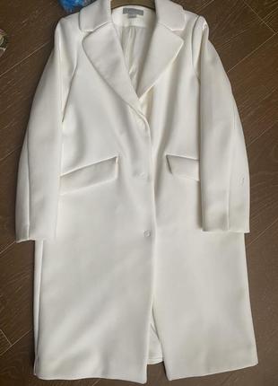 Белое пальто, пальто однобортное, белое6 фото