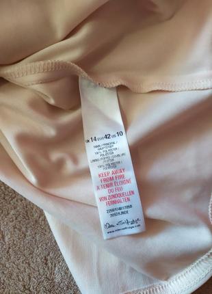 Нежная персиковая пышная шифоновая юбка с имитацией запаха сзади удлиненная5 фото
