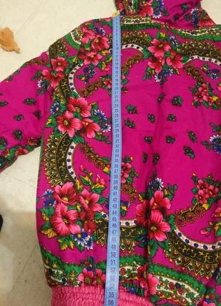 Куртка с цветочным принтом малиновая6 фото