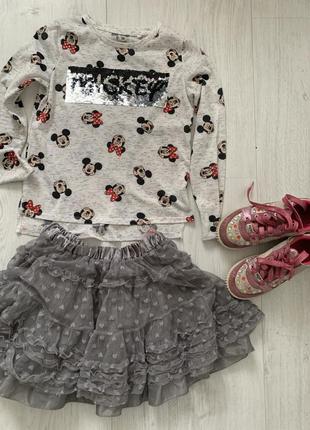 Стильный набор юбка zara и реглан disney