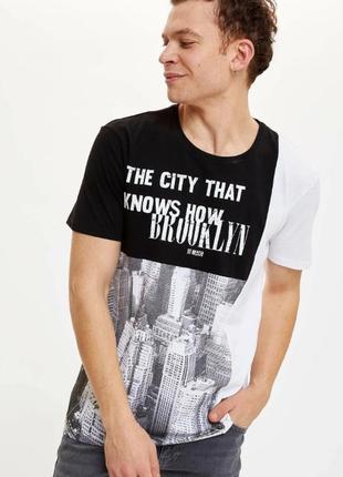 Мужская футболка defacto / дефакто the city that knows how brooklyn