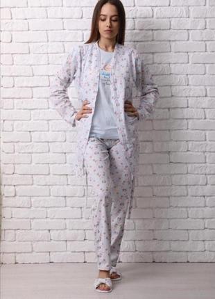 Комплект pijamoni 5в1 халат-футболка-штани-маска-тапки 100%бавовна с, м, л,хл
