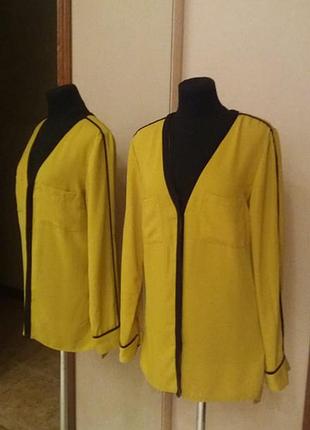 Классная яркая удлиненная блуза рубашка лайм h&amp;m раз.40-42 (пог 48)