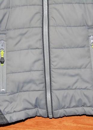 Стильная серая с салатовым демисезонная куртка, 4-5 лет, 110, 1163 фото