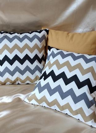 Декоративна наволочка 40*40 см  зигзаг, геометрія для декора інтер'єра, чохли на подушки