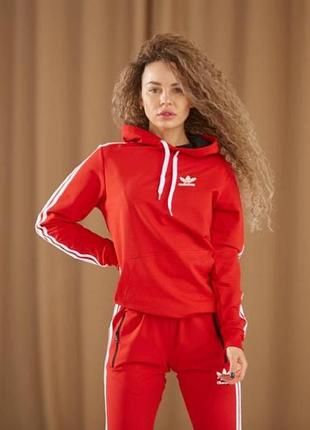 Женский спортивный костюм adidas original красного цвета с лампасами весна осень2 фото