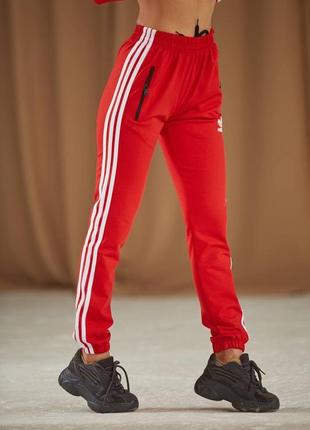 Женский спортивный костюм adidas original красного цвета с лампасами весна осень8 фото