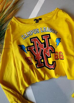 Кроп топ з довгим рукавом оверсайз худі короткий світшот