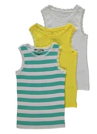 Майка в рубчик летняя с кружевом поштучно george