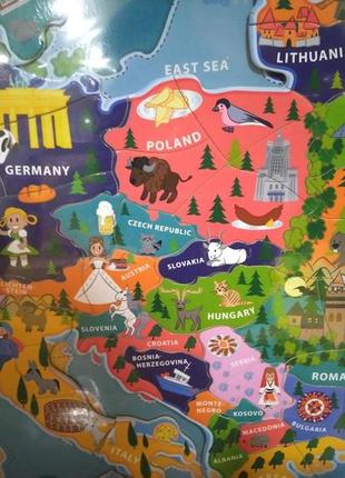 Большая деревянный магнитный пазл карта европы playtive2 фото