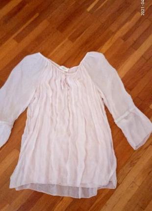 Нова ніжно пудрова шовкова блуза на віскозному підкладі 38-40р.2 фото