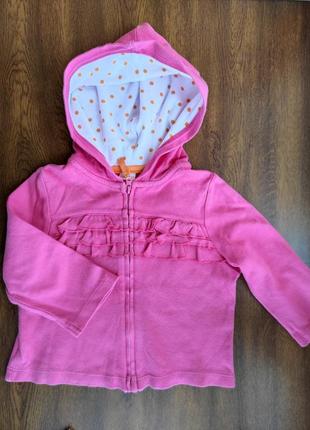 Тонкая трикотажная кофта с капюшоном на замке