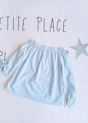 Блузка женская голубая с белым в полоску promod