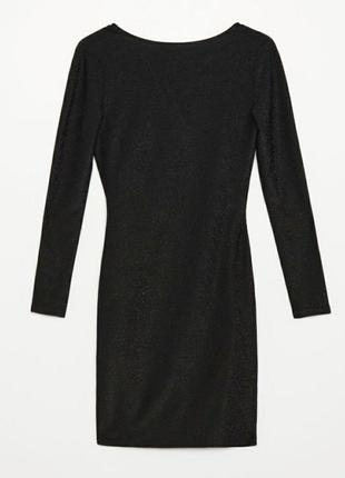 Платье cropp новое черное с блестками с длинным рукавом декольте