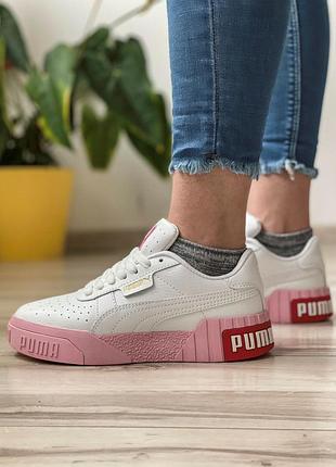 Стильні білі жіночі кросівки puma cali sport2 фото