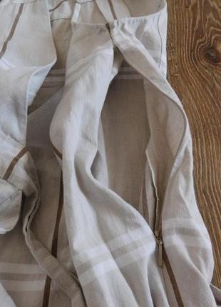 Льняное платье жилет из хлопка и льна на запах в клетку с воланом и поясом от mango6 фото