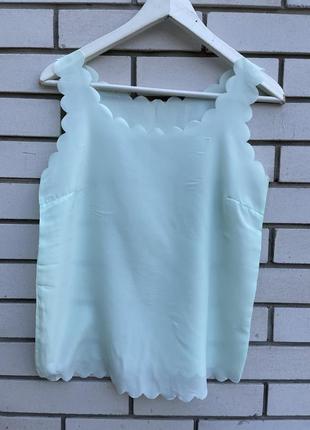 Бирюзовый легкий топ блузка с фестонами