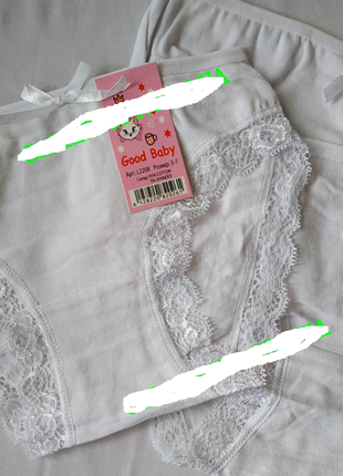 Трусики белые кружево для девочек от 3 до 7 лет