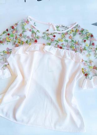Блузка женская стильная легкая с вышивкой и валанами  sweet lady3 фото