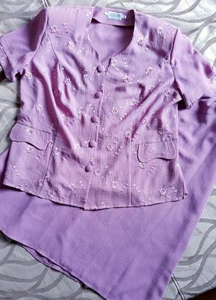 Костюм літній, спідниця і блузка з вишивкою, р-р 52