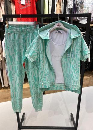 Стильный летний костюм тройка, люкс качество стамбул, размер л.