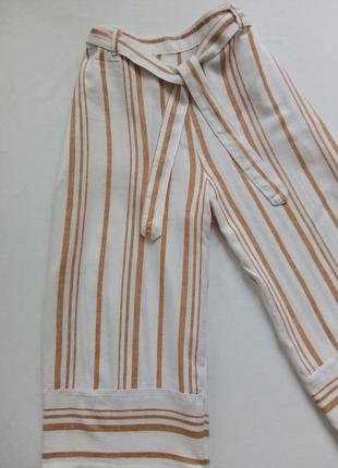 Цены горят 💥льняные брюки кюлоты в полоску, высокая посадка талии