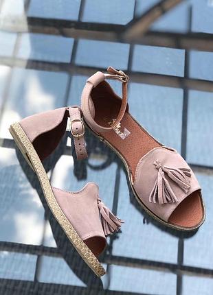 Босоніжки жіночі m.kraft 0532 косичка пудра (літо замша натуральна)