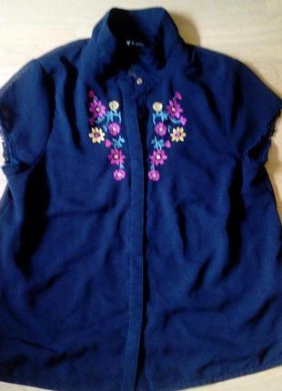Шифонова блуза з вишивкою квіти