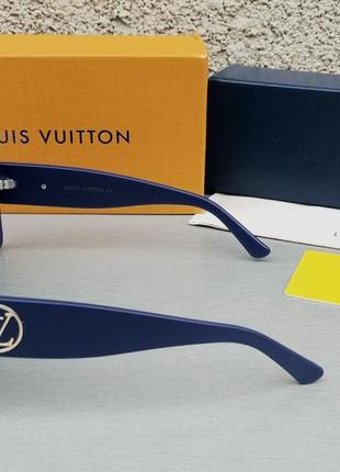 Louis vuitton очки женские солнцезащитные большие синие с золотым лого3 фото