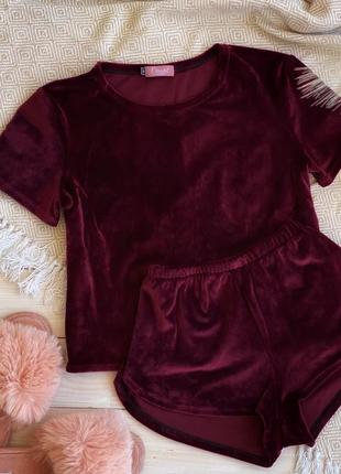 Акция‼️ плюшевая пижама, домашний комстюм, футболка и шорты, плюшева піжама1 фото