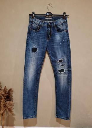 Брендовые дизайнерские джинсы с елементами hand made art denim/3t3 фото