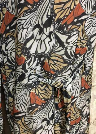 Роскошная шёлковая блуза,оверсайз с поясом в принт бабочки filippa k5 фото