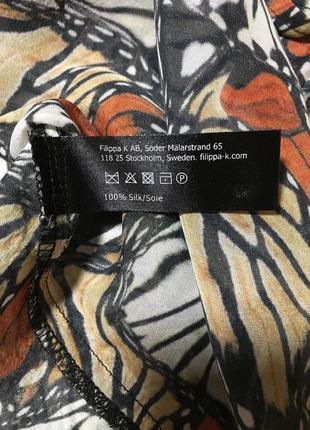 Роскошная шёлковая блуза,оверсайз с поясом в принт бабочки filippa k8 фото