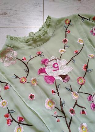 Очень красивое шифоновое платье с вышивкой р. 14-16 (хл-ххл)7 фото