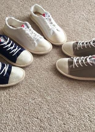 Стильні літні білі текстильні кеди прошиті джутом,36-40