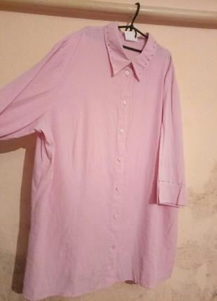 Розовая блузка-рубашка, размер 24/264 фото