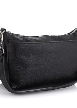 Сумка кожаная мягкая чёрная сумка кроссбоди италия шкіряна сумка жіноча1 фото