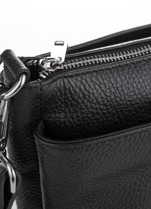 Сумка кожаная мягкая чёрная сумка кроссбоди италия шкіряна сумка жіноча5 фото