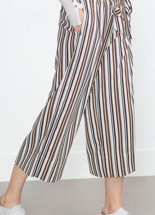 Шикарні кюлоти в смужку з поясом-бантом висока посадка zara оригінал.2 фото