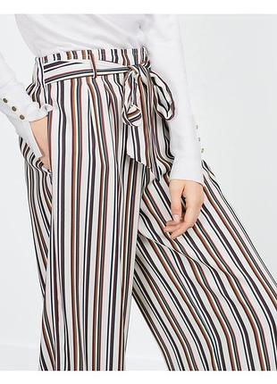 Шикарні кюлоти в смужку з поясом-бантом висока посадка zara оригінал.3 фото