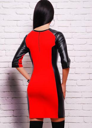 Распродажа в связи с закрытием магазина!!! яркое красно-черное платье с кожаными вставками2 фото