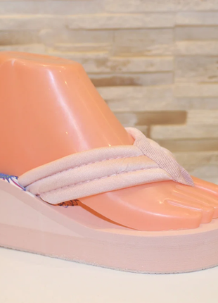 Вьетнамки женские розовые на танкетке б407 уценка2 фото