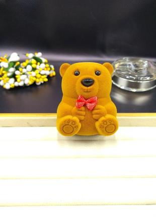 Ювелирная подарочная упаковка футляр коробочка для кольца сережек медведь бархатная3 фото