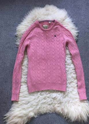 Шерстяной натуральный джемпер свитер кофта косичка вязаный пудровый