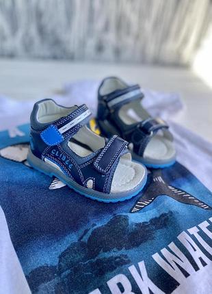 Шкіряні босоніжки сині для хлопчика від clibee